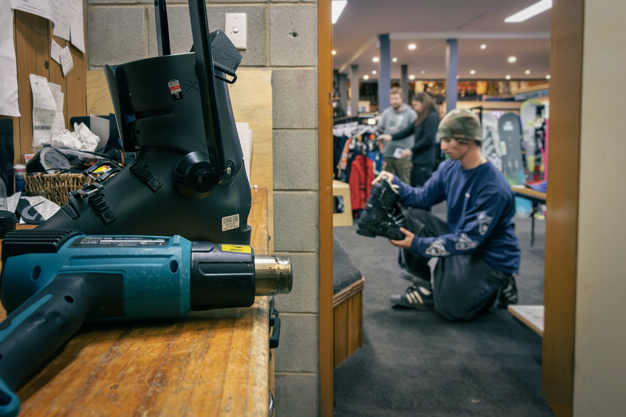 Person using a power tool in a workshop setting