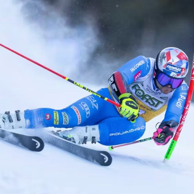 Skiier in action with a blurred background